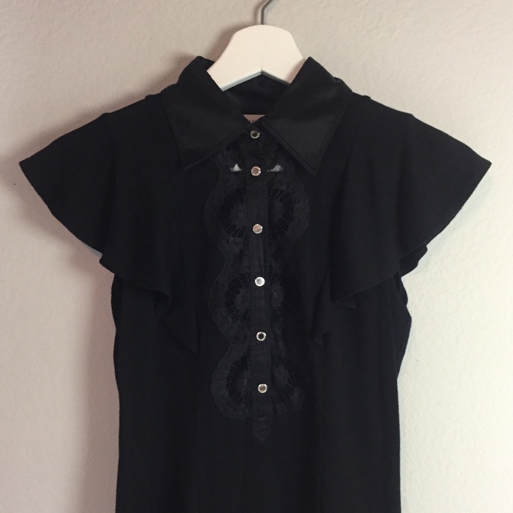 Karen Millen Black Buttoned Top